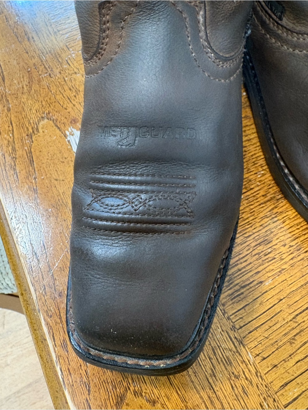 Ariat Brown Leather Western Boots with Pink Shaft Lining - Picture 5 of 7